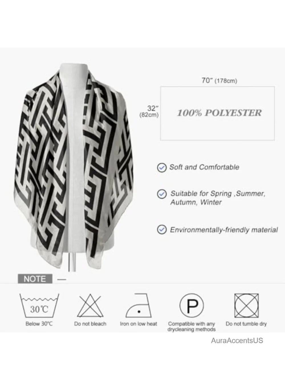 Lightweight Cotton Blend Fashion Scarf, Versatile Shawl Wrap for Women